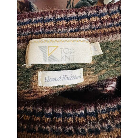 Top Knit Hand Knitted 100% Alpaca Made in Peru Size L Abstract Geometric Print - Picture 10 of 12